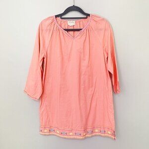 5/$25 Johnnie B Boden coral elbow sleeve embroidered lightweight cotton dress